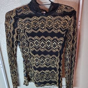 Black and gold mesh blouse